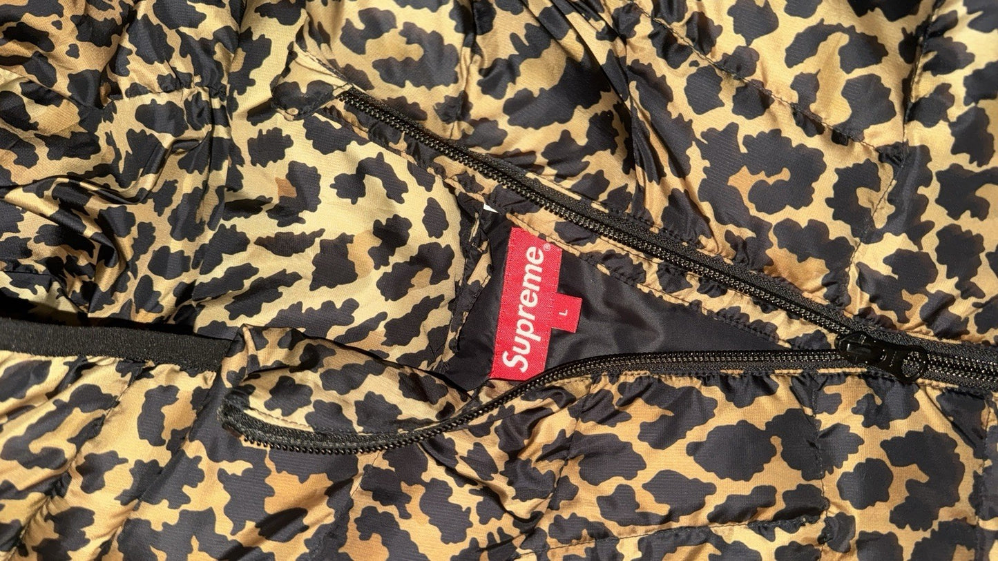 Supreme primaloft Leopard Print Box Logo 1/4 Zip Puffer Large