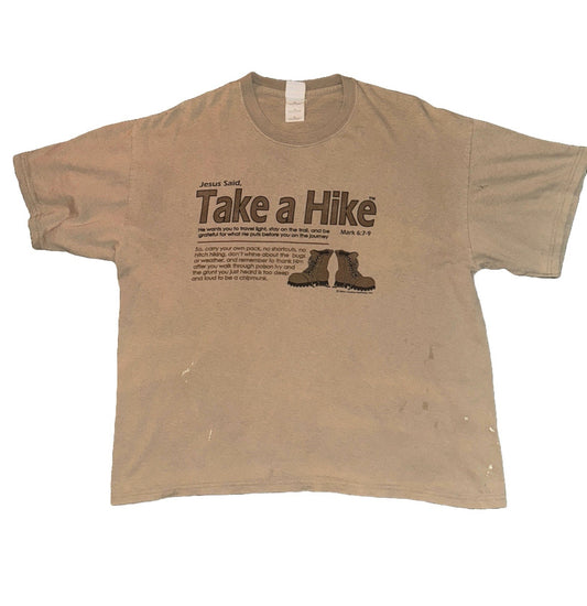 Jesus Said 'Take a Hike' Men's Brown Tee XL 2004 Vintage Y2K
