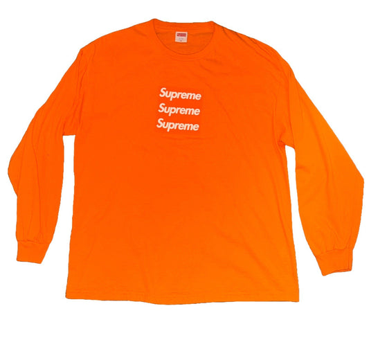 Asspizza Supreme Triple Box Long sleeve Shirt Hi Vis Orange